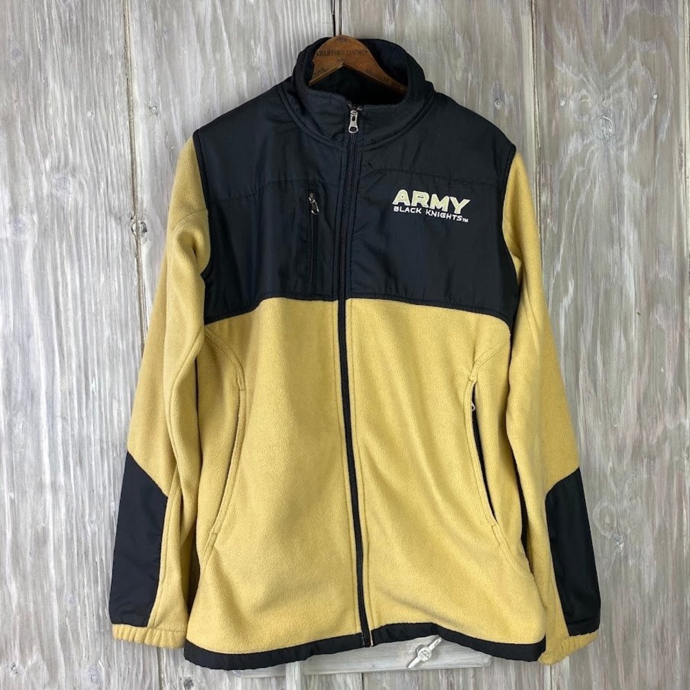 ARMY Black Knights Fleece Jacket Mens S Full Zip Black Yellow Colorblock Genuine